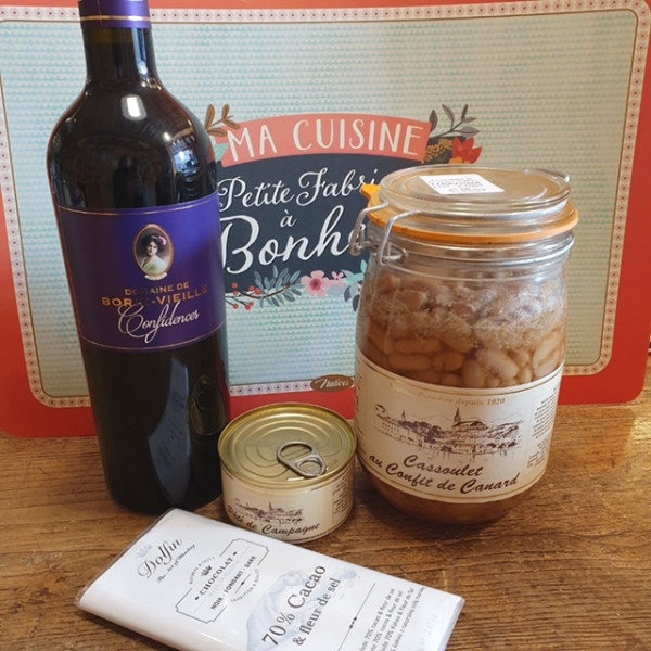 Kit repas : un cassoulet une bouteille de vin FRONTON  un pâté